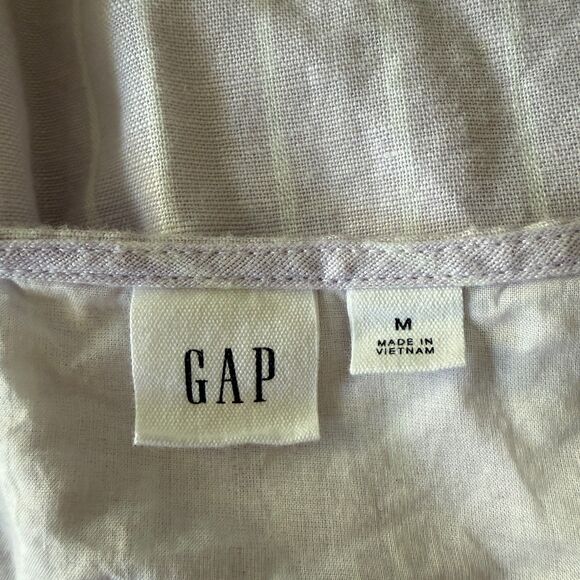 GAP Lavender Linen Striped Wrap Mini Dress Size Medium - Picture 7 of 8